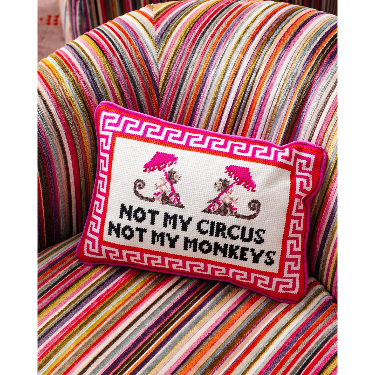 Not My Circus Needlepoint Pillow