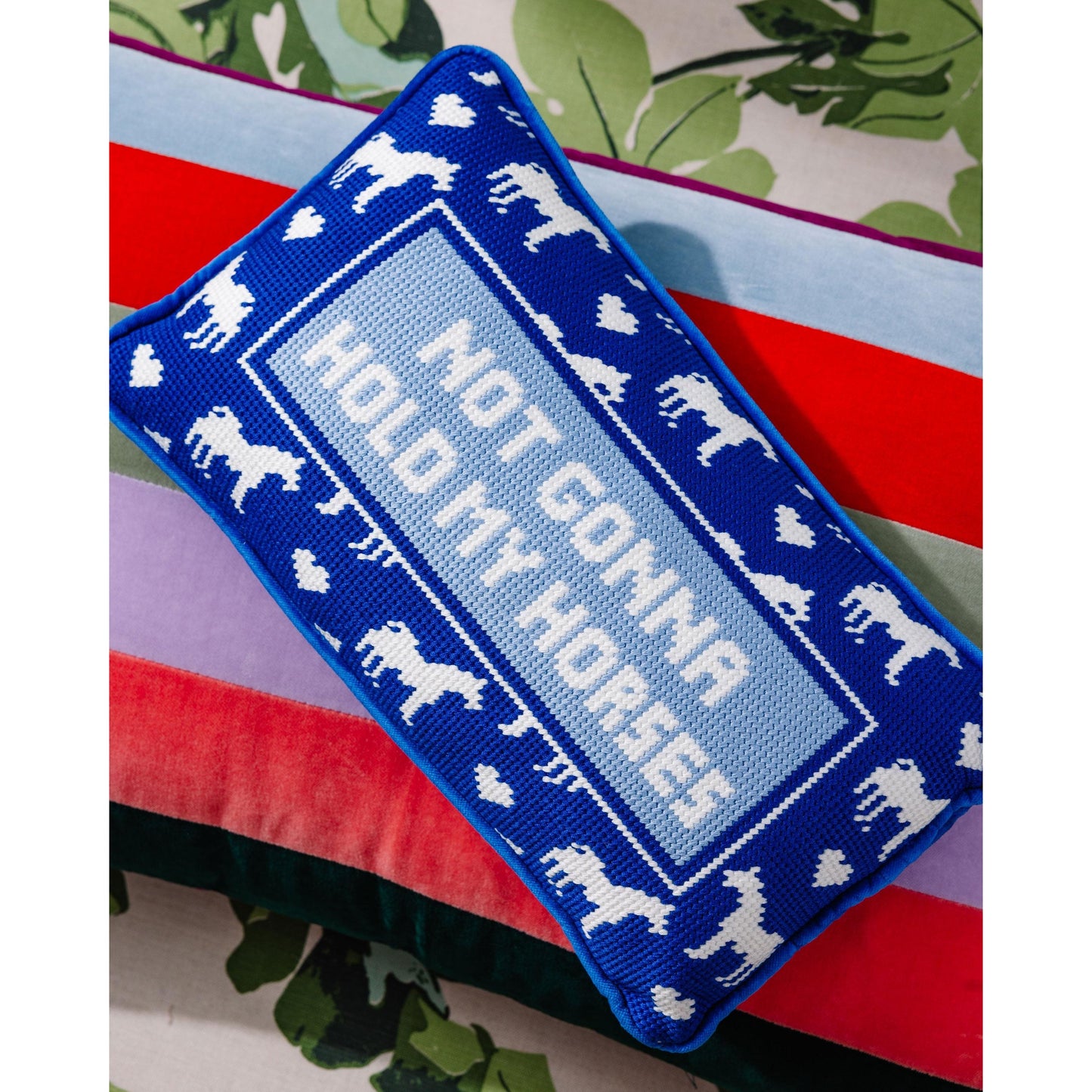 Hold My Horses Needlepoint Pillow