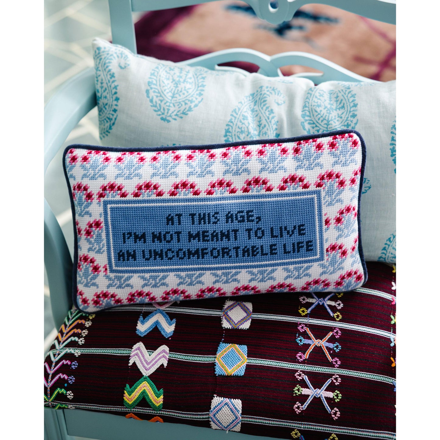Uncomfortable Needlepoint Pillow