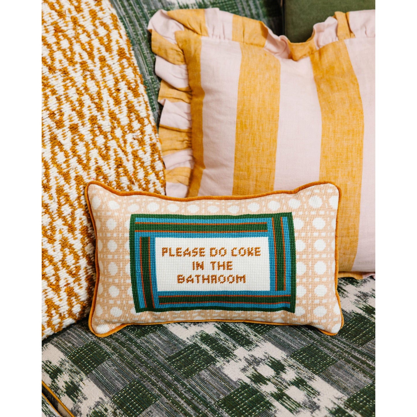 Bathroom Etiquette Needlepoint Pillow
