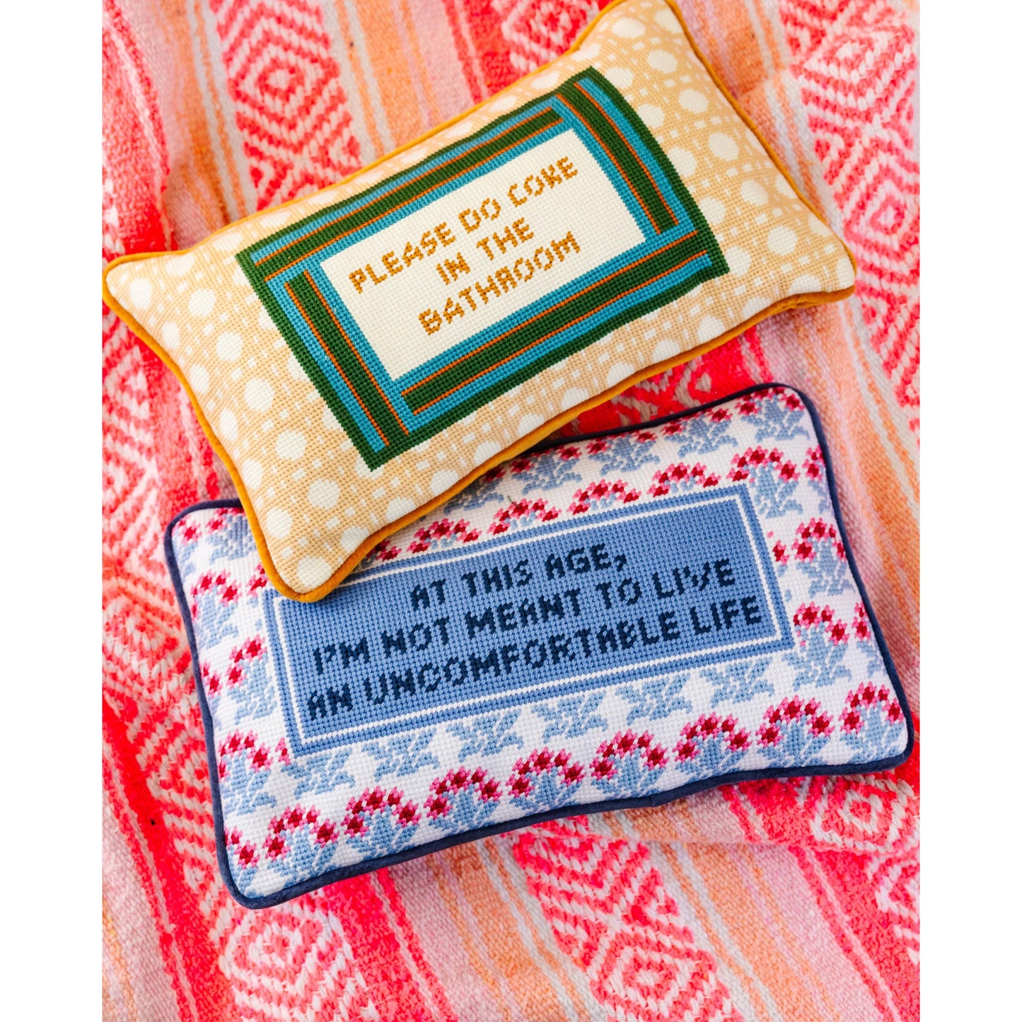 Bathroom Etiquette Needlepoint Pillow