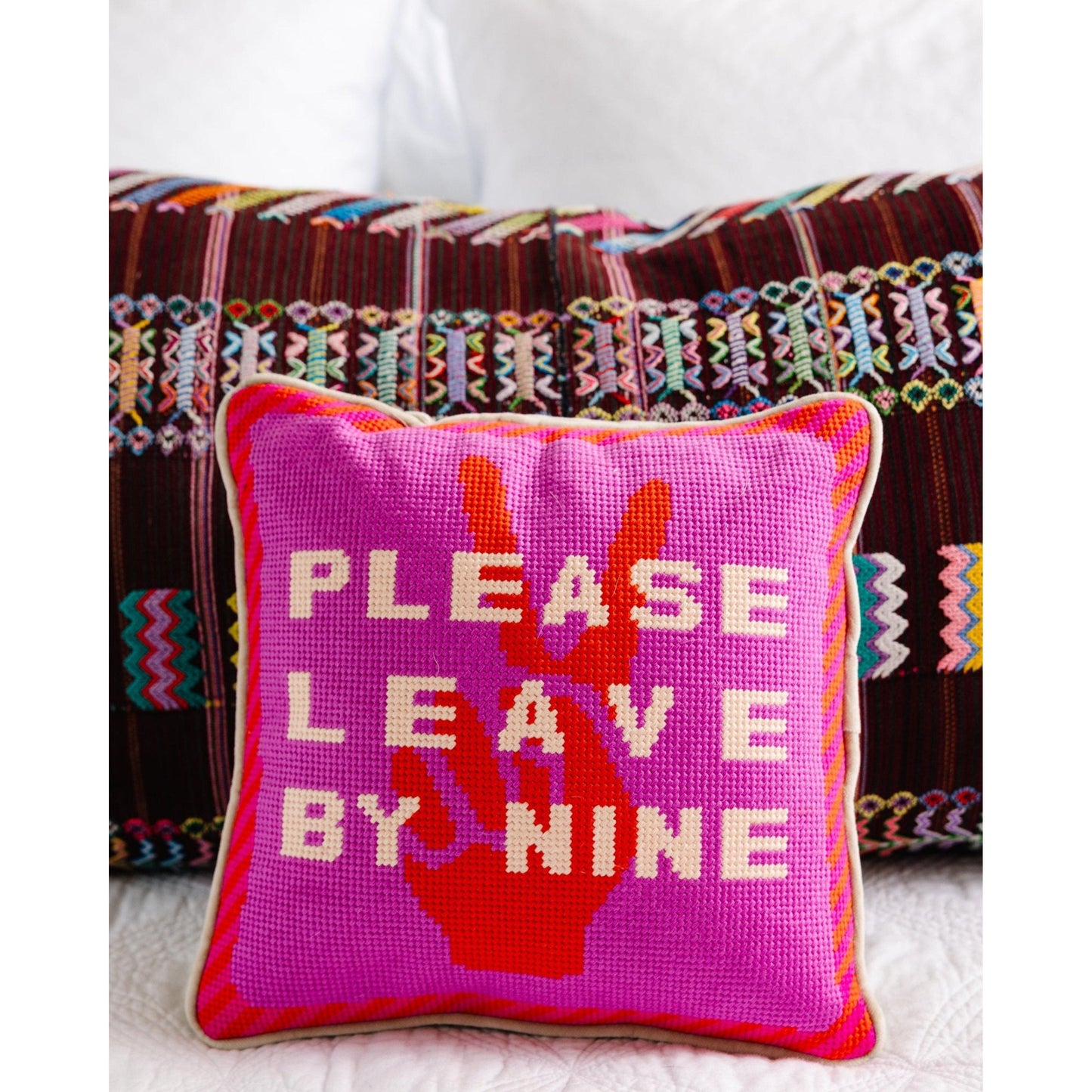 Leave by Nine Needlepoint Pillow