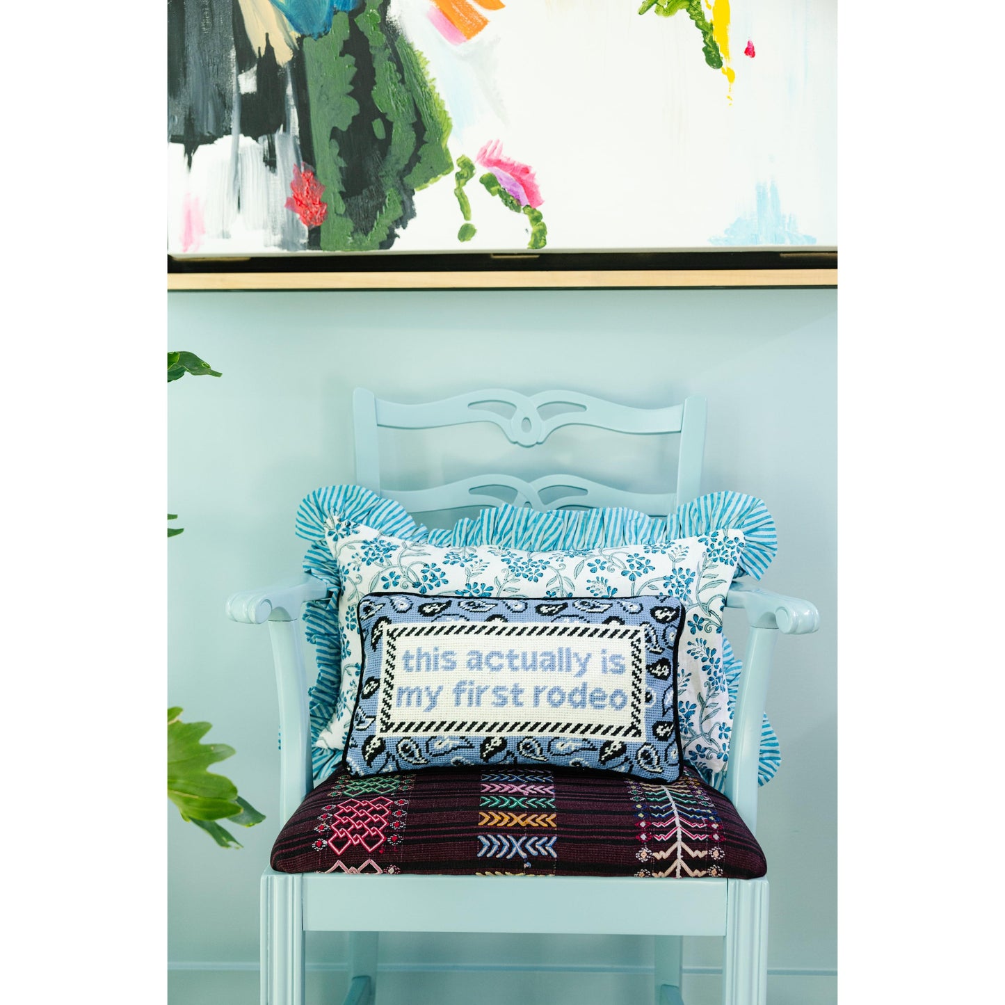 First Rodeo Needlepoint Pillow