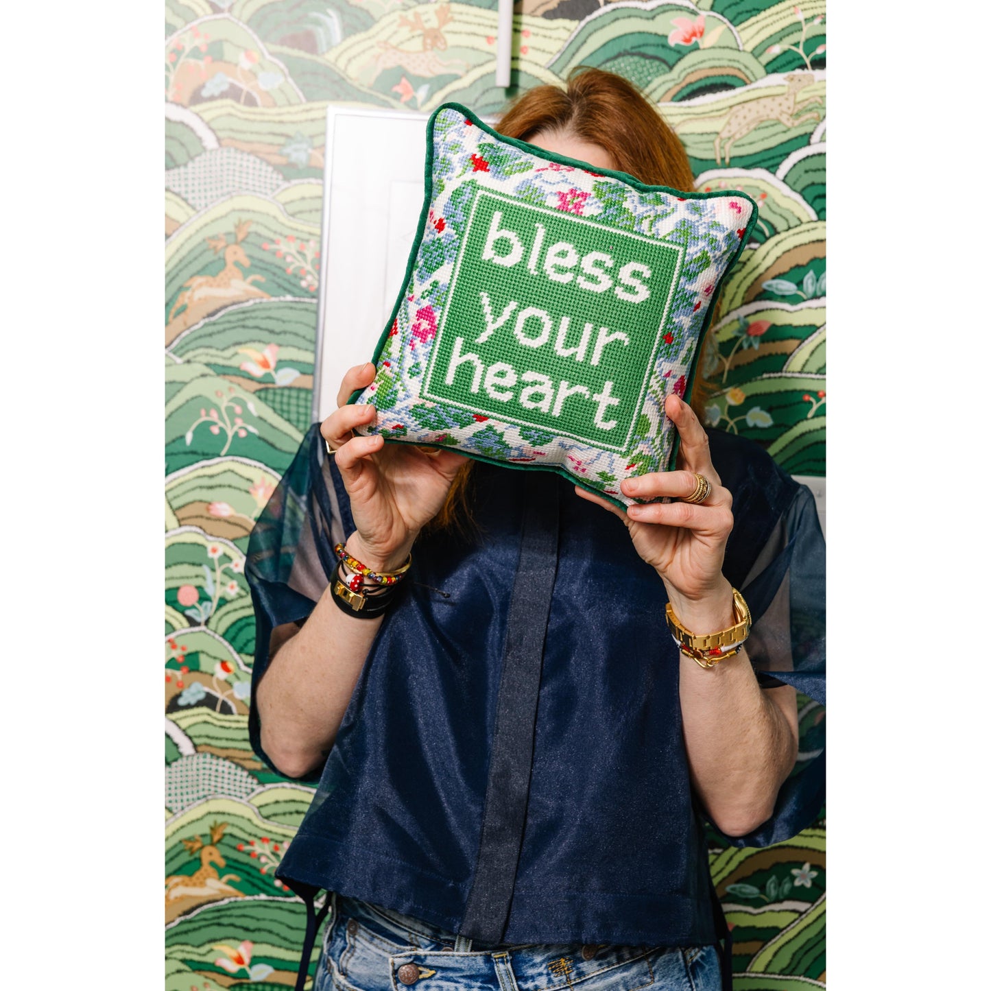 Bless Your Heart Needlepoint Pillow