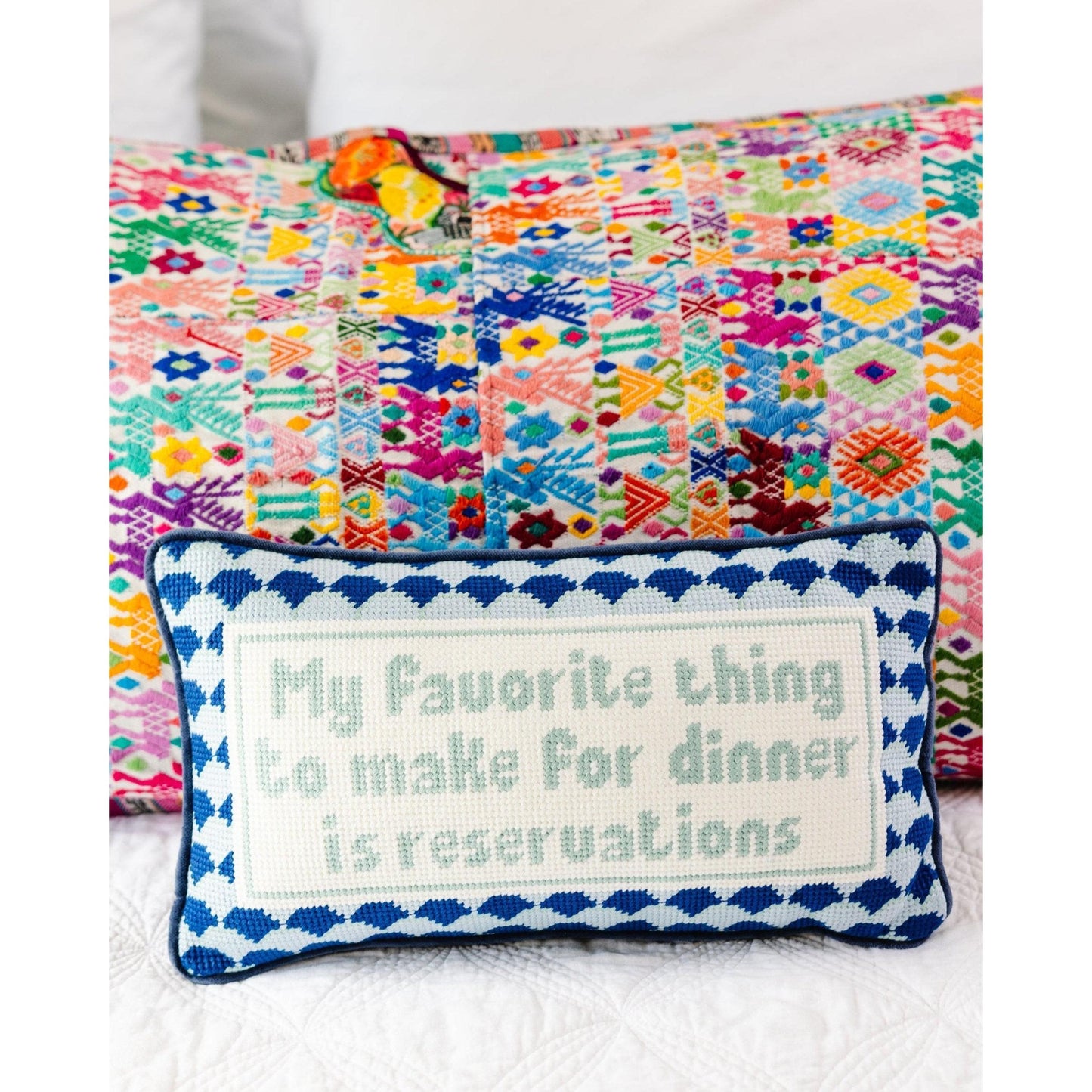Reservations Needlepoint Pillow