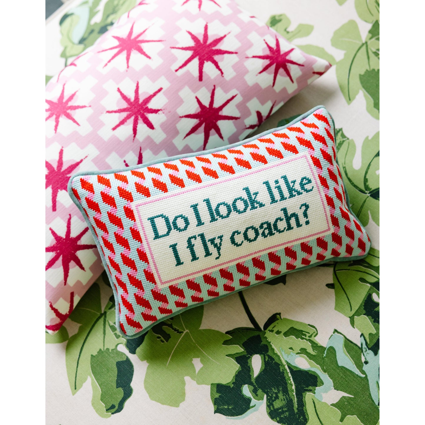 Fly Coach Needlepoint Pillow