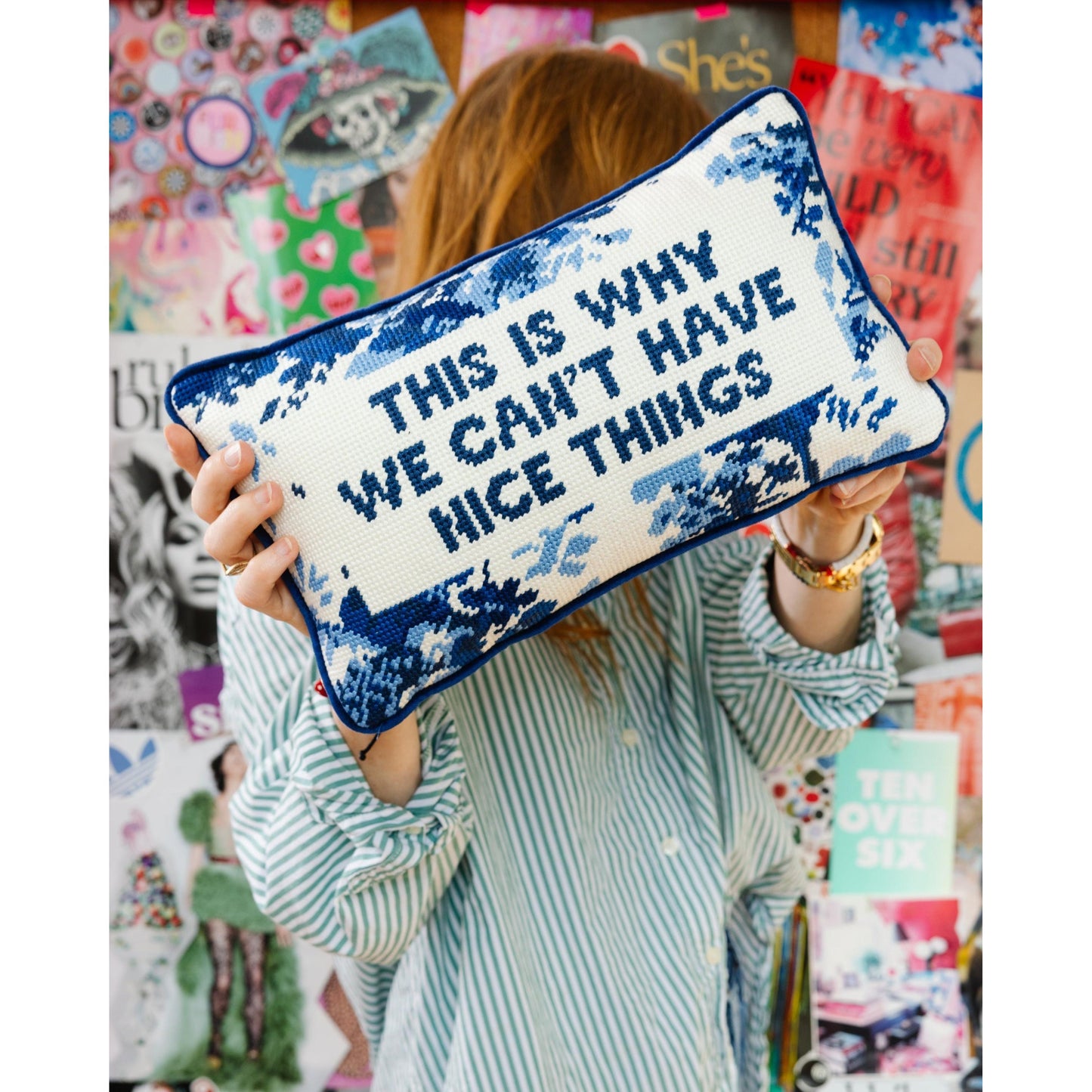 Nice Things Needlepoint Pillow