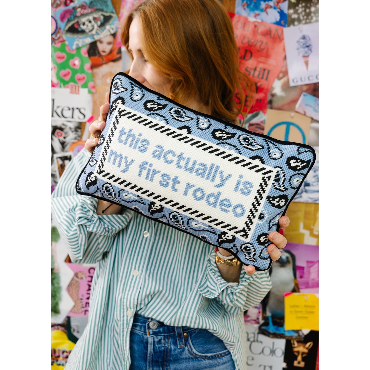 First Rodeo Needlepoint Pillow