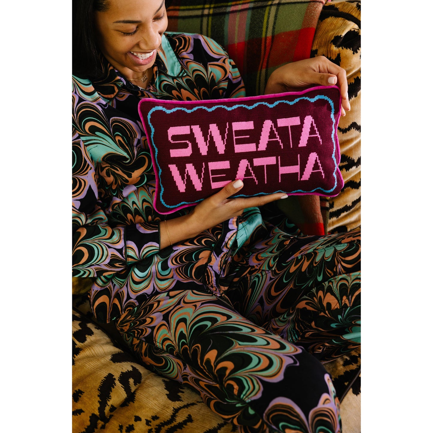 Sweata Weatha Needlepoint Pillow