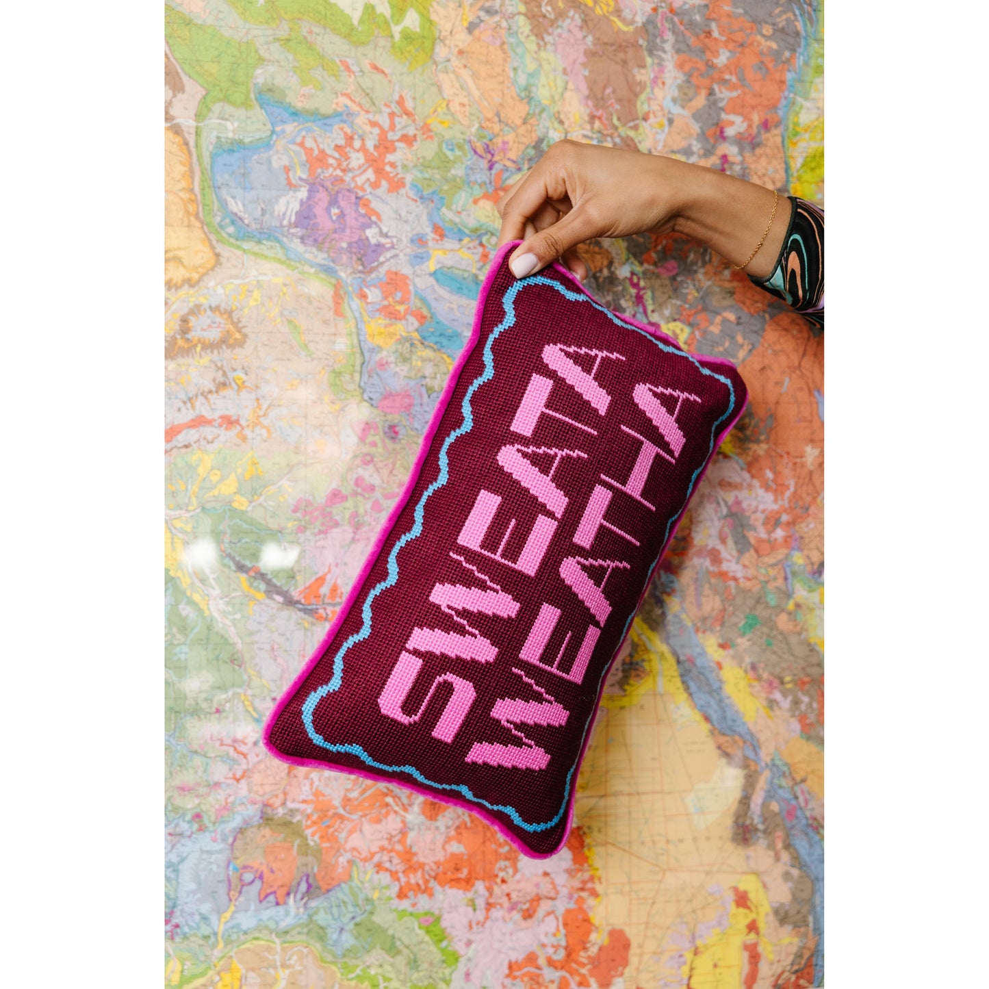 Sweata Weatha Needlepoint Pillow