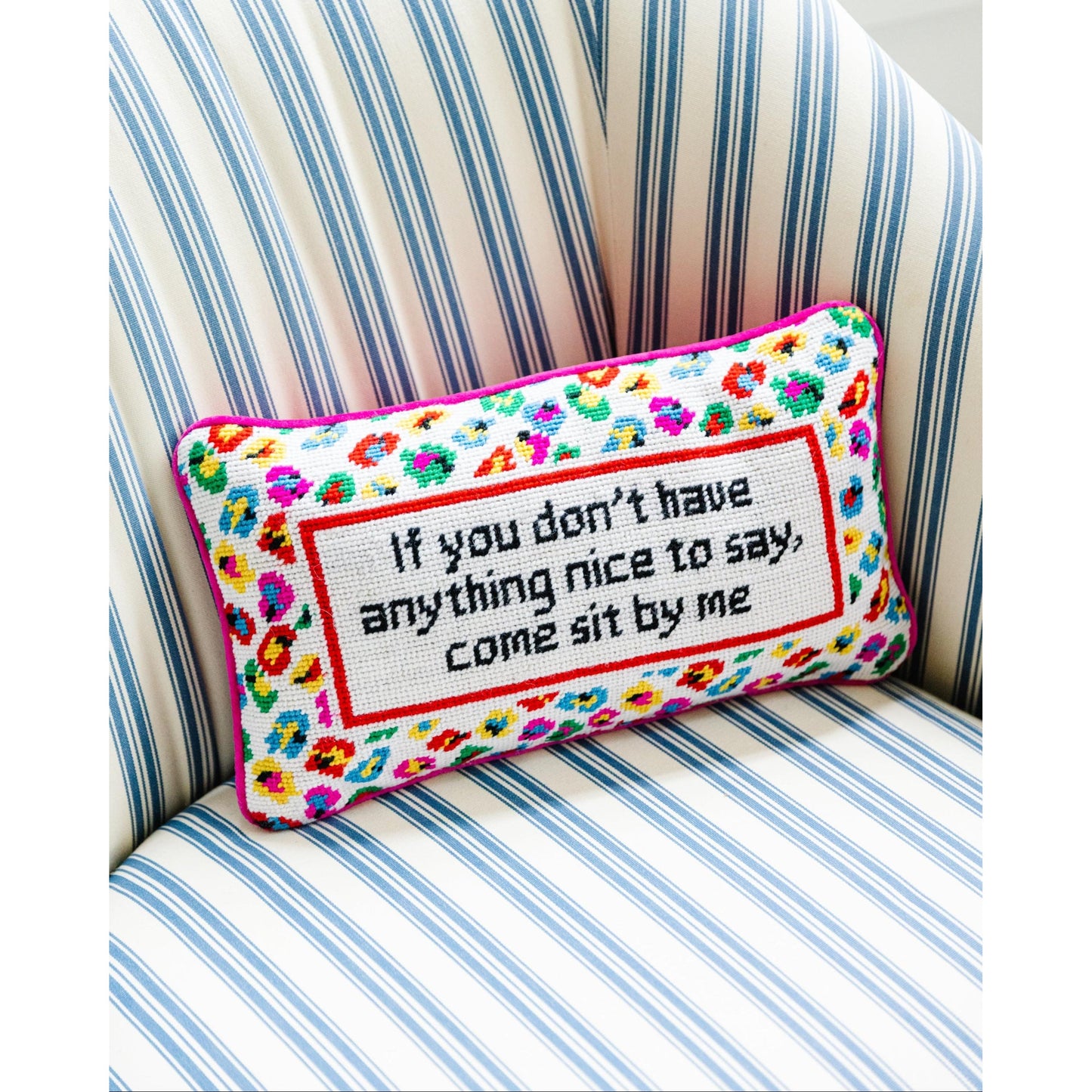 Come Sit By Me Needlepoint Pillow