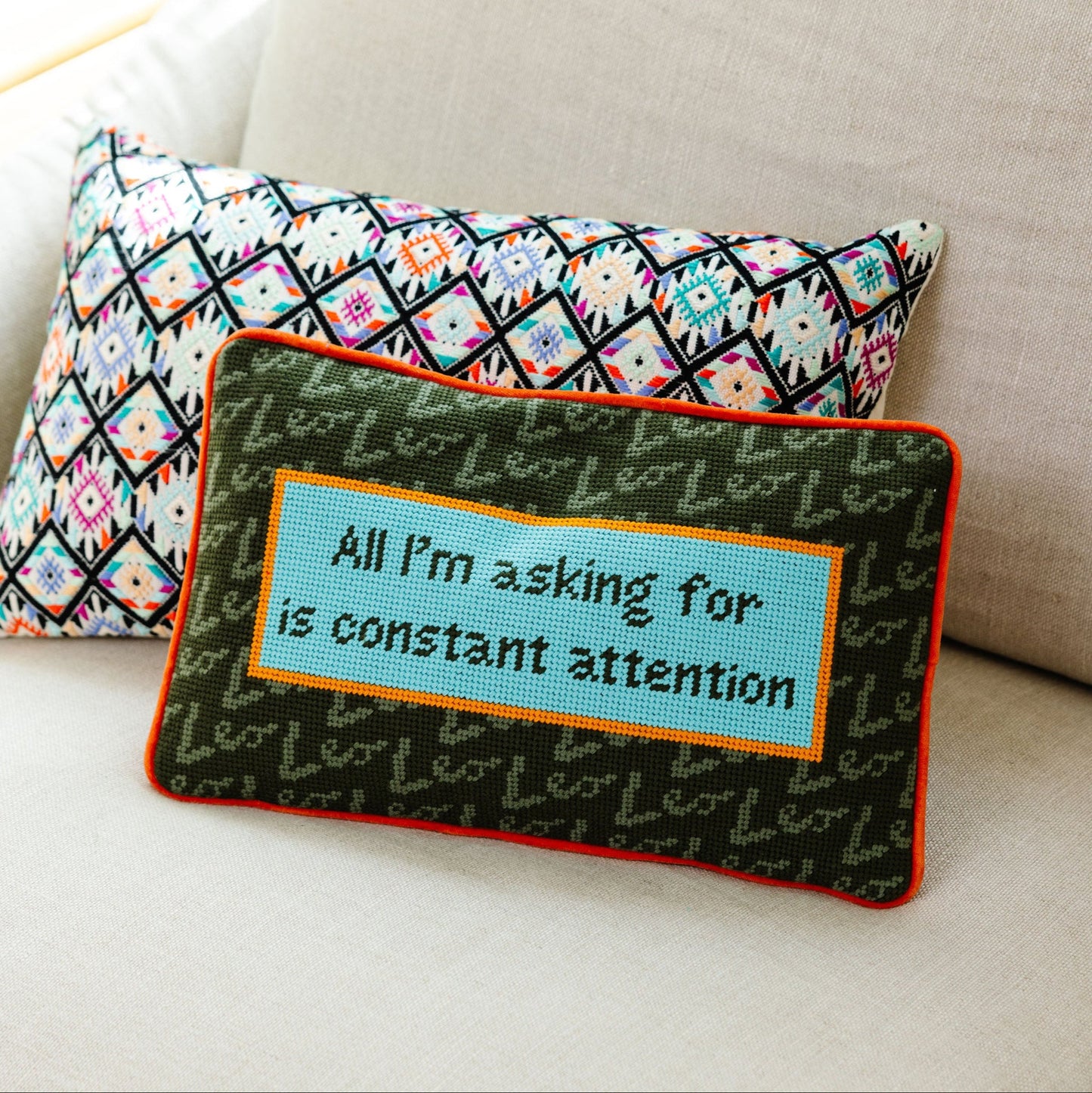 Leo Needlepoint Pillow