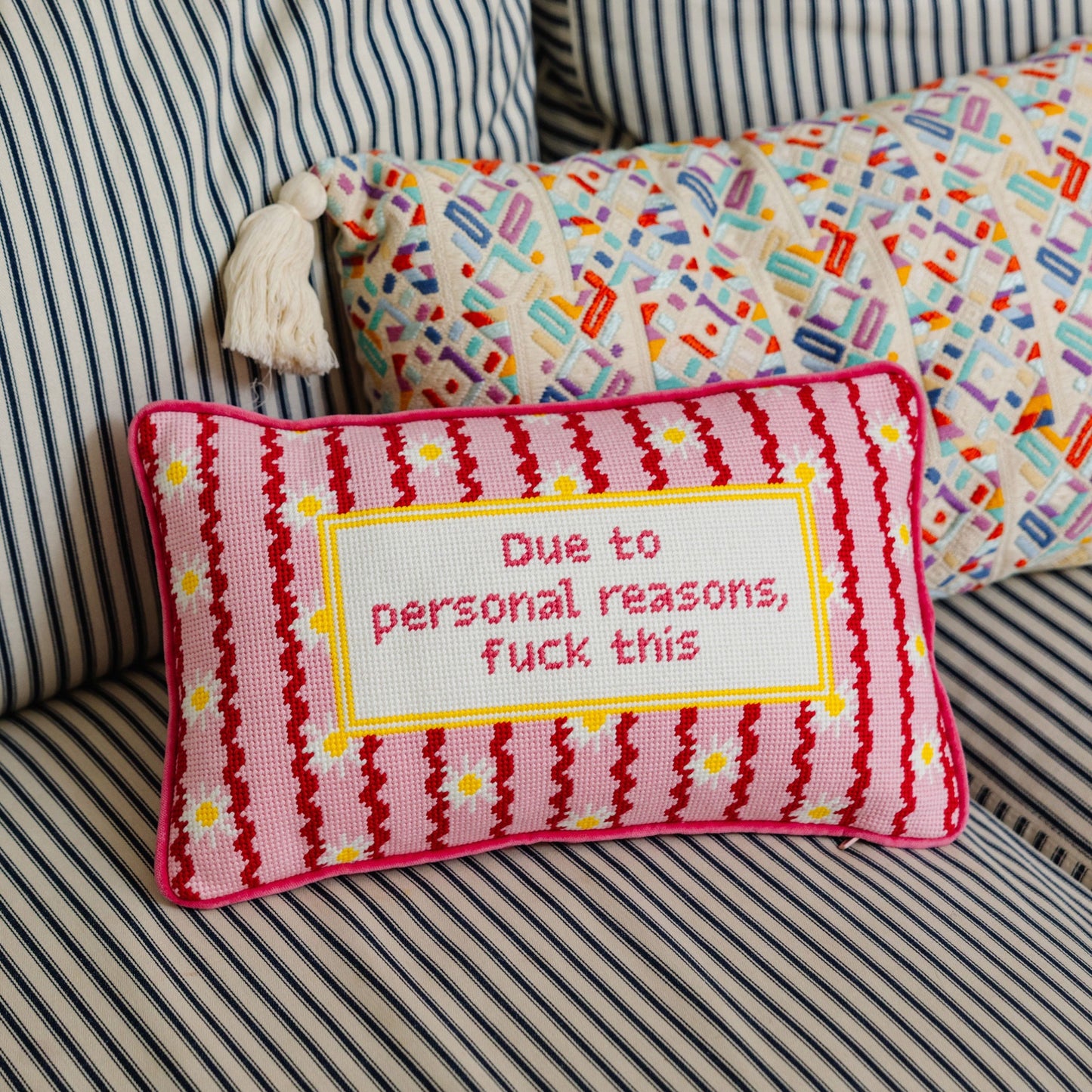 F This Needlepoint Pillow