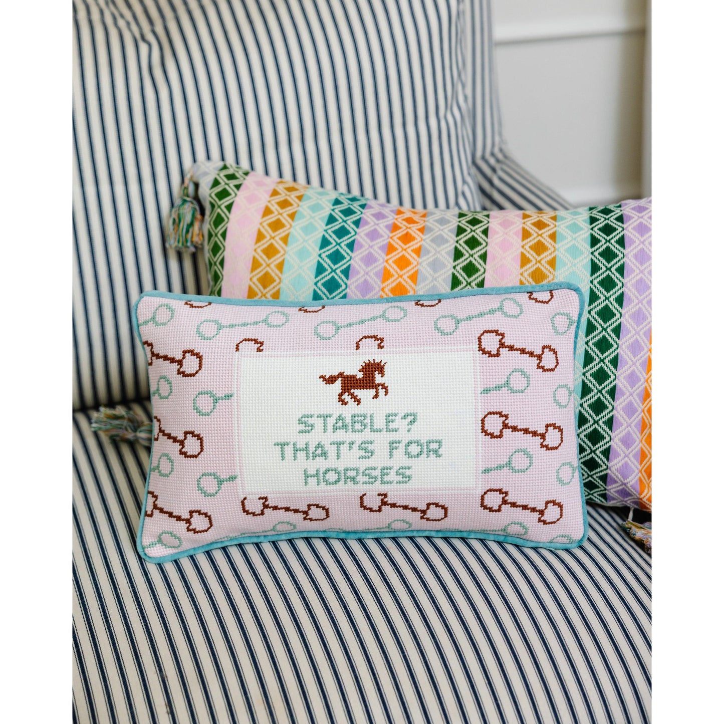Stable Needlepoint Pillow