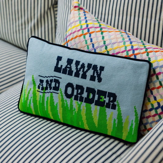Lawn & Order Needlepoint Pillow
