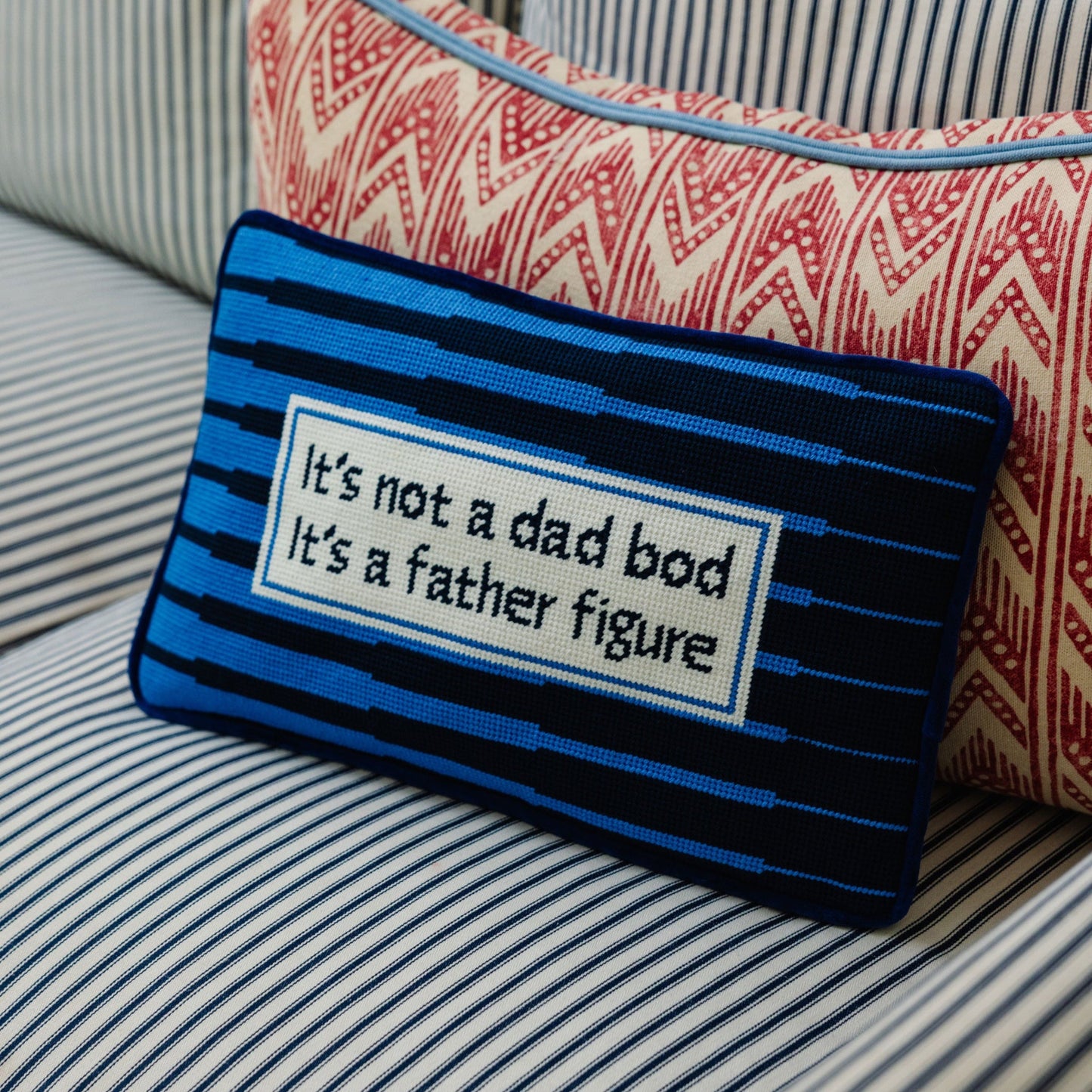Father Figure Needlepoint Pillow