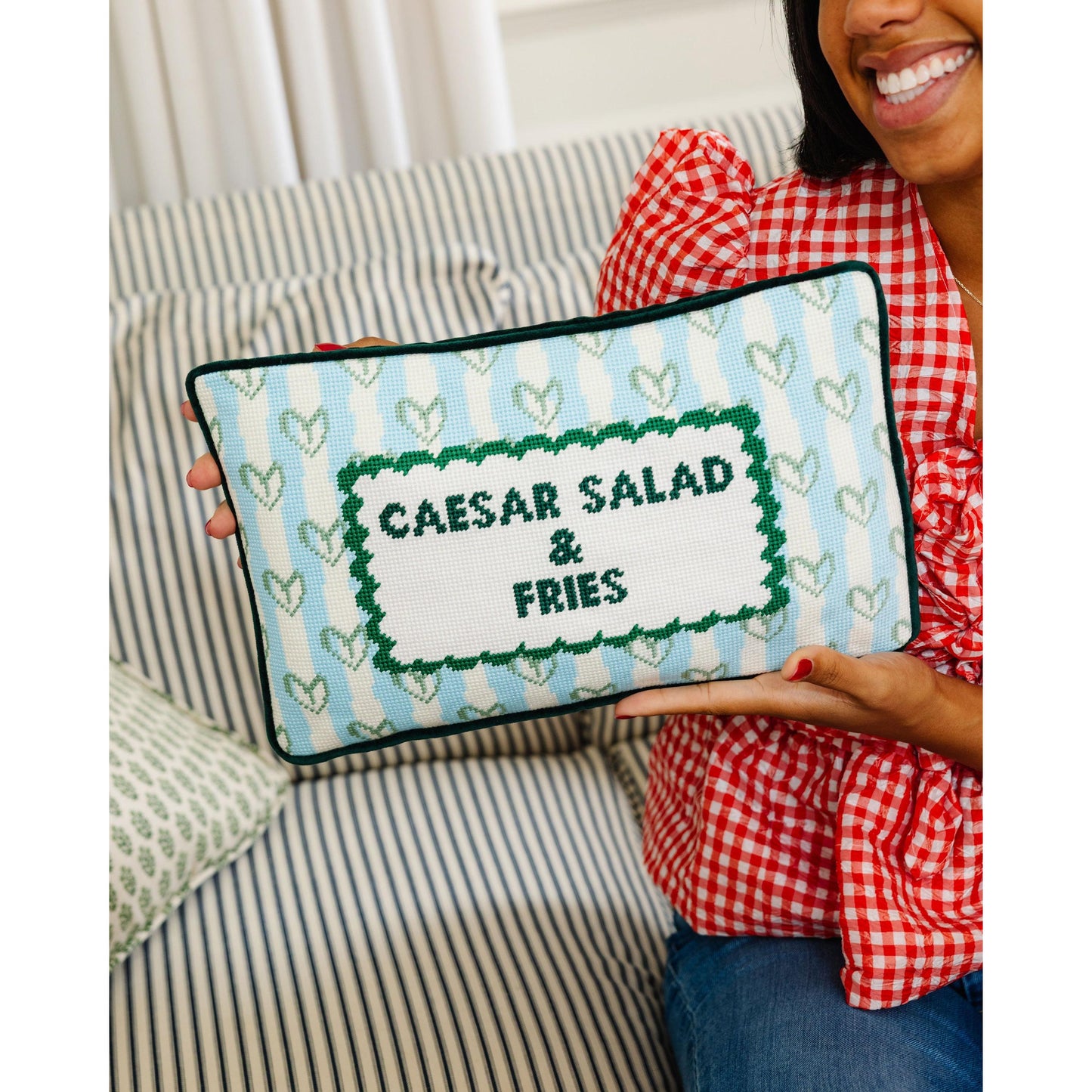 Girl Dinner Needlepoint Pillow