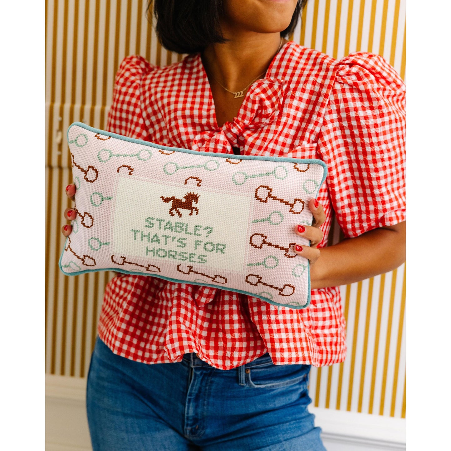 Stable Needlepoint Pillow