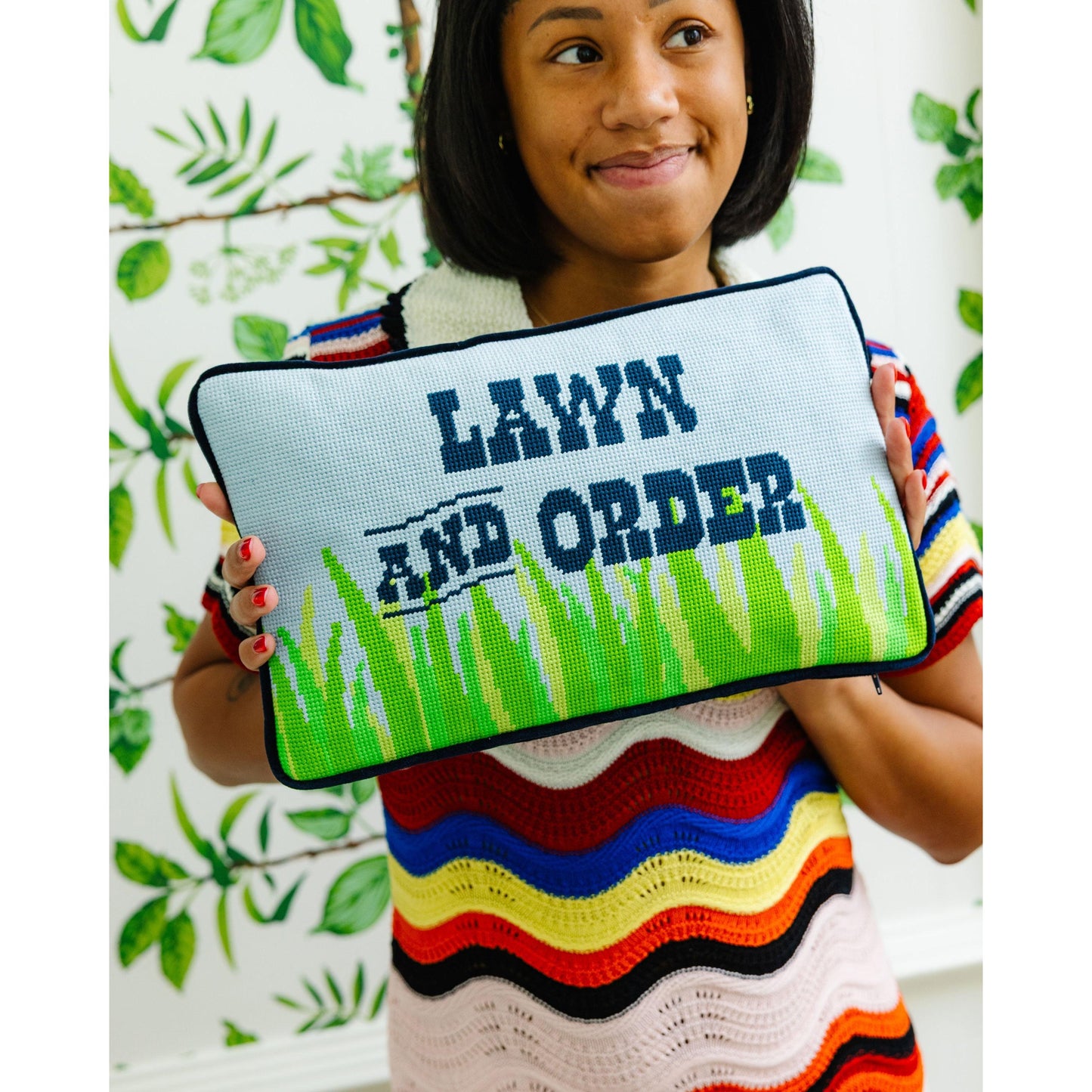Lawn & Order Needlepoint Pillow
