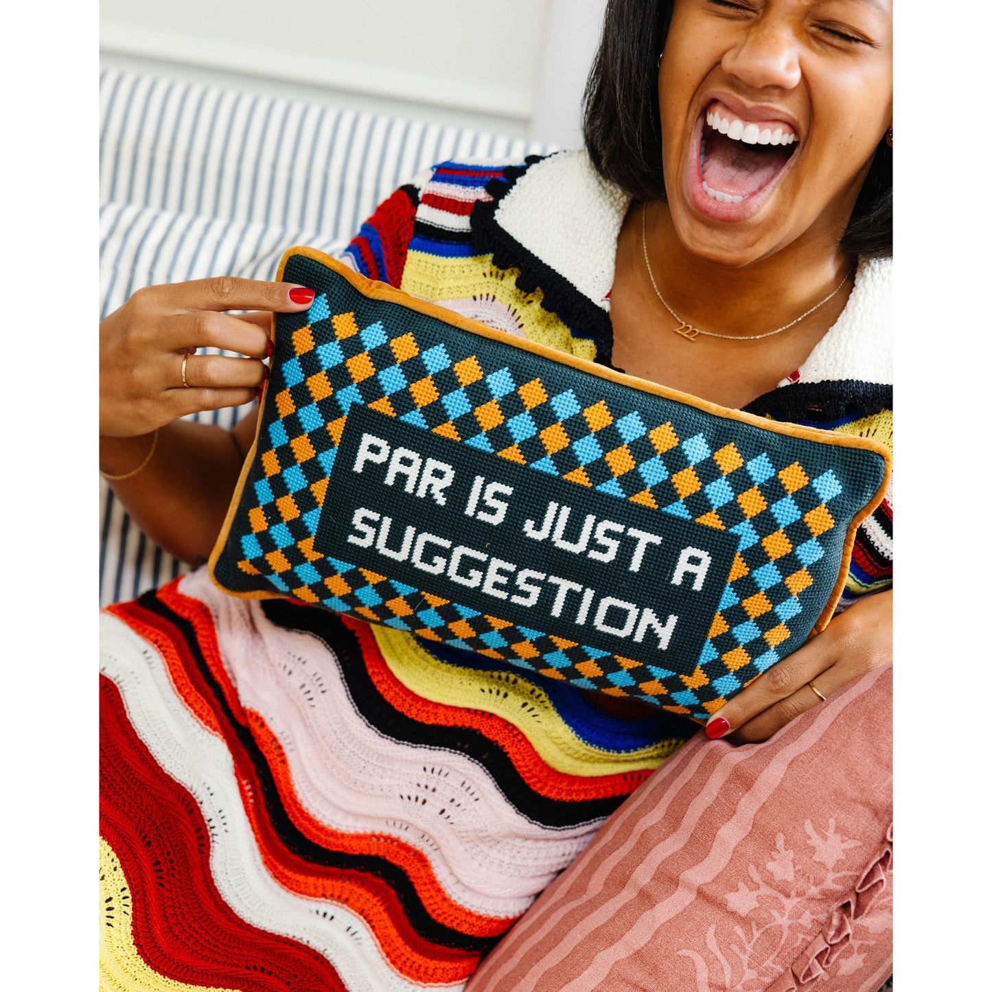 Par Is A Suggestion Needlepoint Pillow