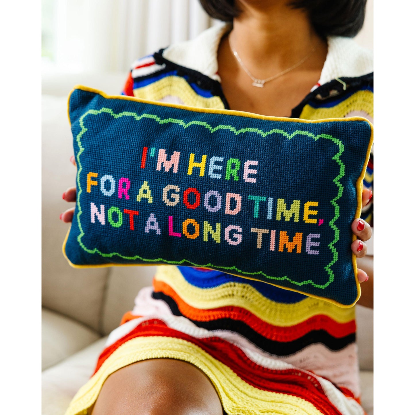 Good Time Needlepoint Pillow