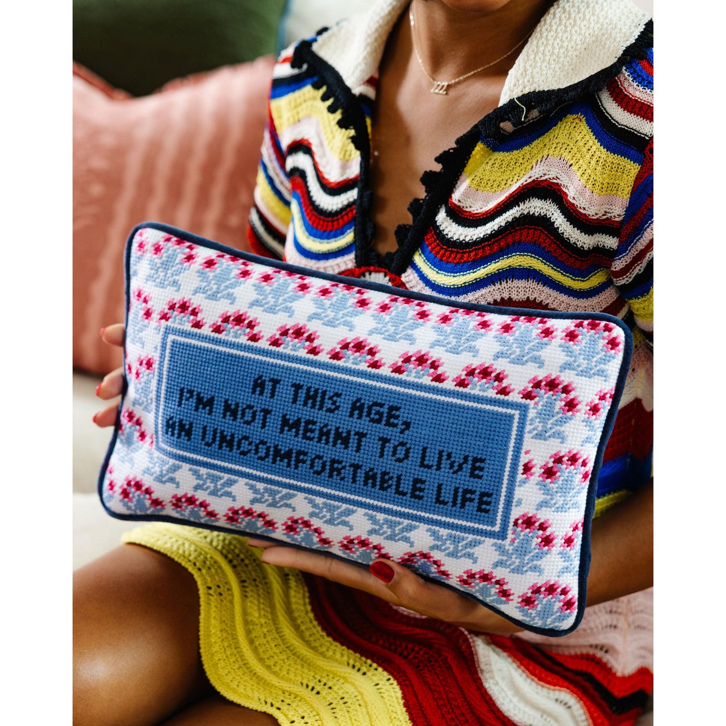 Uncomfortable Needlepoint Pillow