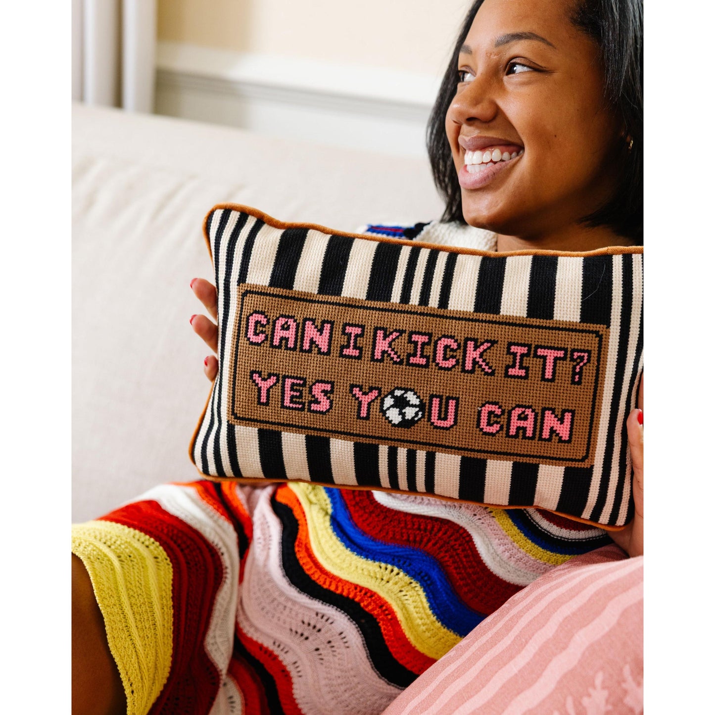 Can I Kick It Needlepoint Pillow