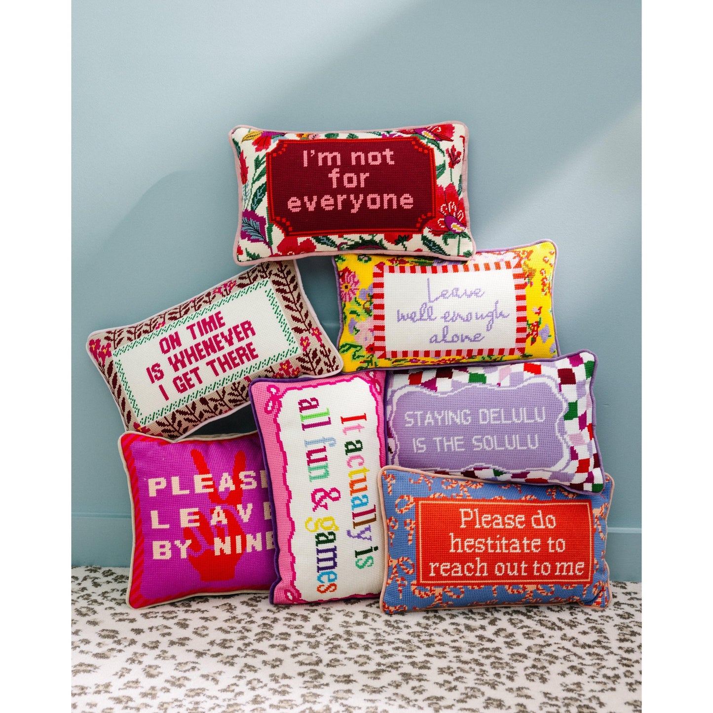 On Time Needlepoint Pillow