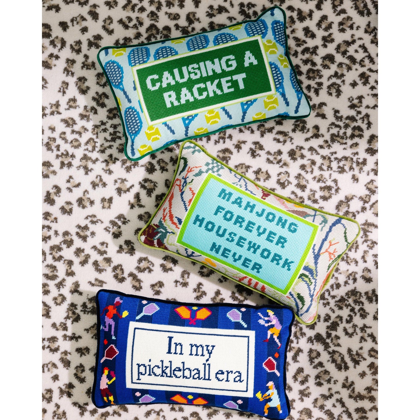 Causing A Racket Needlepoint Pillow