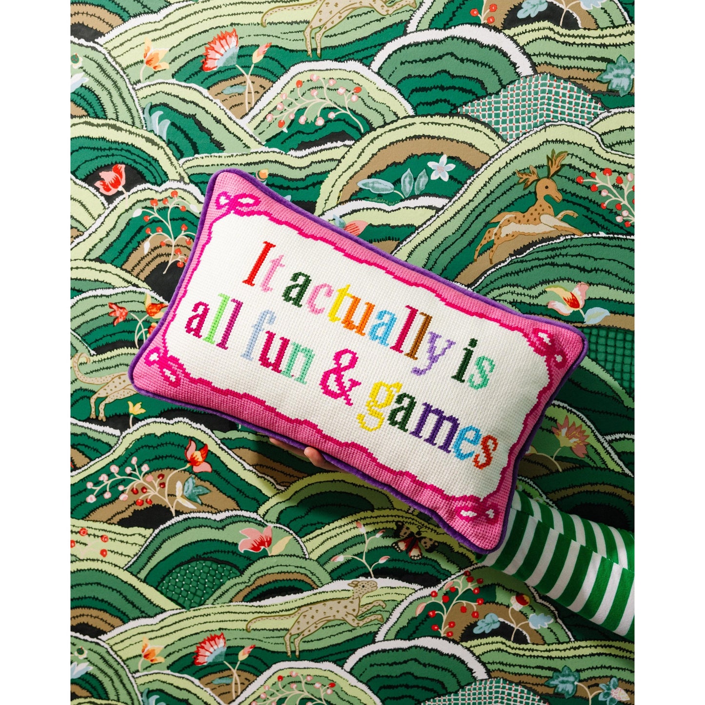 Fun And Games Needlepoint Pillow