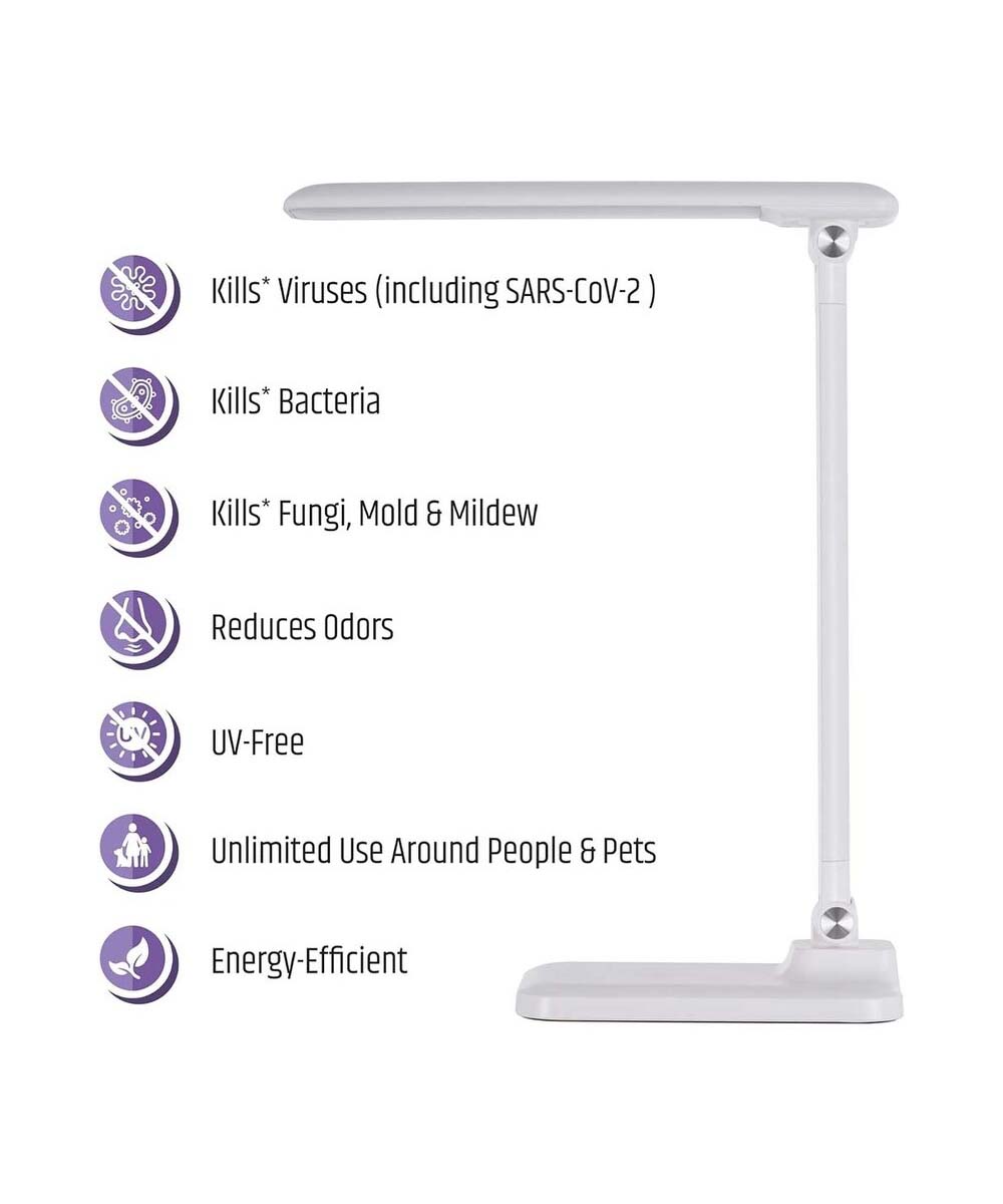 Brilli 15"H Bright-Clean Antimicrobial LED Desk Lamp Matte White Finish with Wireless Charging