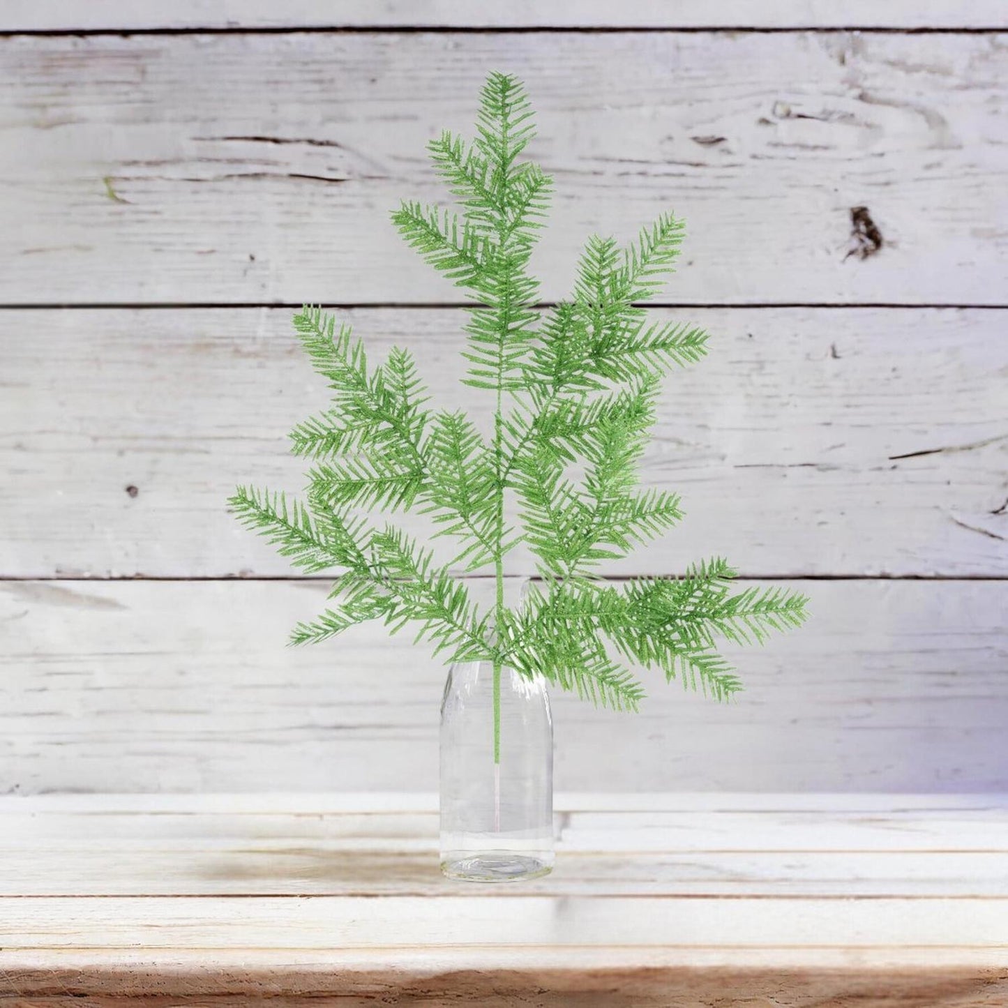 25" Glitter Hemlock Spray: Lime Green
