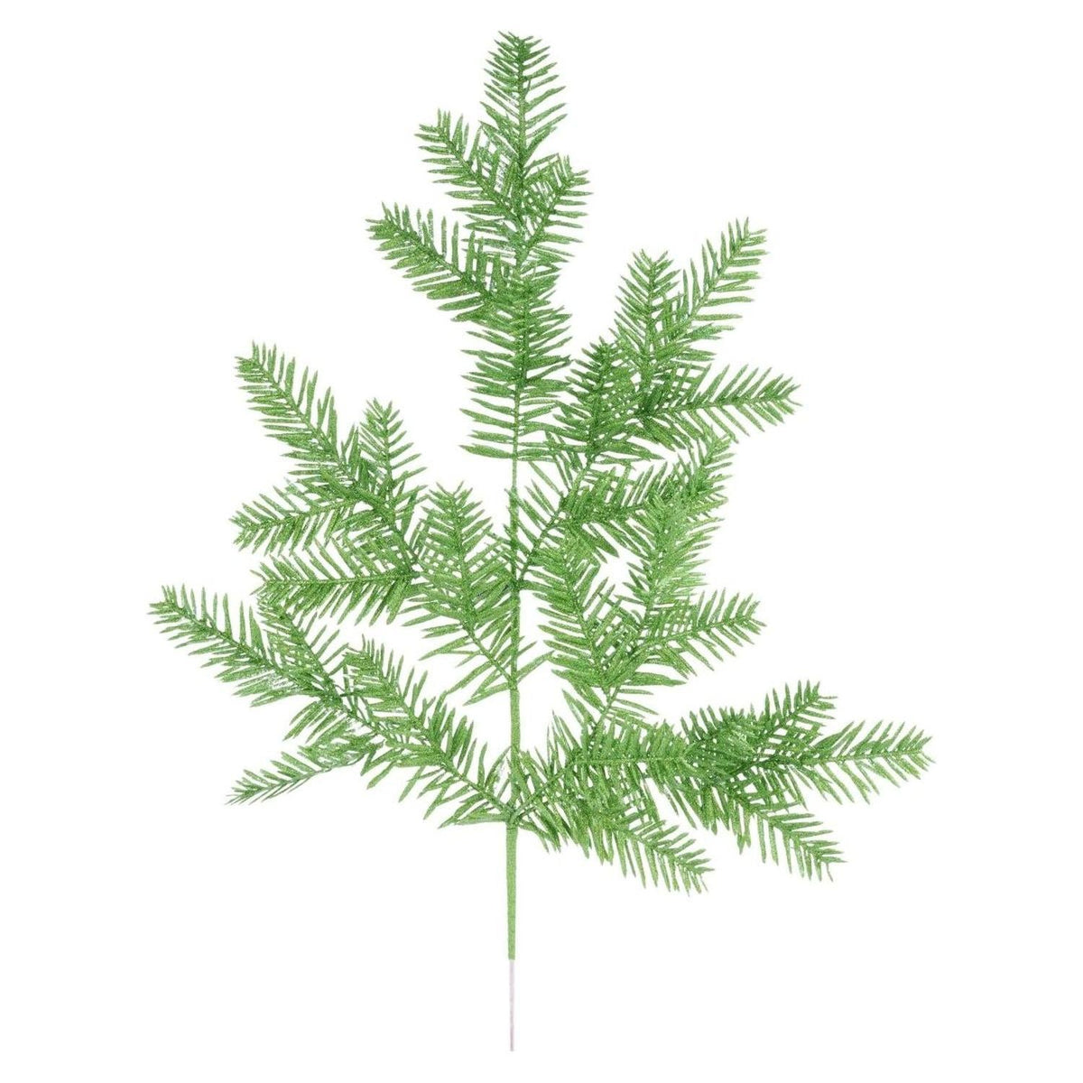 25" Glitter Hemlock Spray: Lime Green