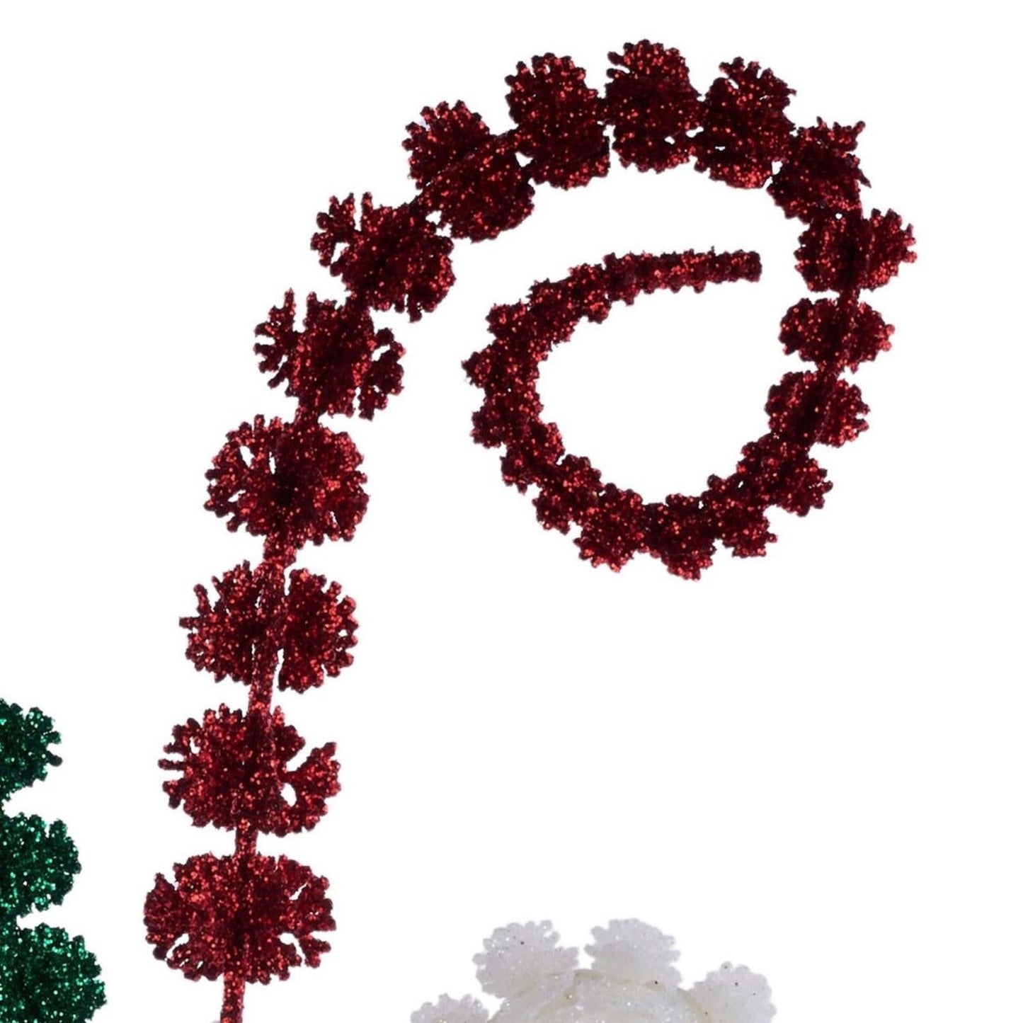 25" Glitter Spike Coil Spray: Red/Green