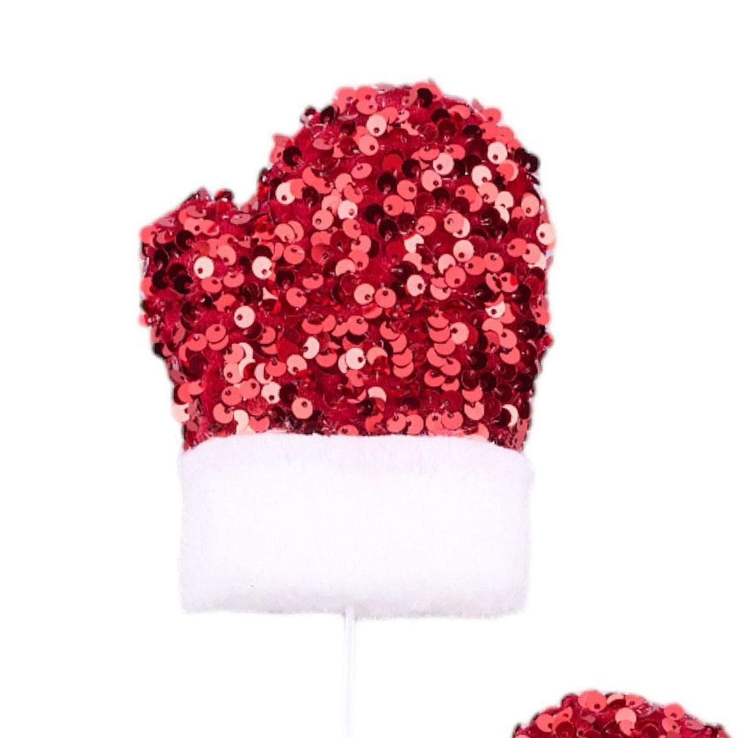 25" Sequin Santa Mitten Spray: Red