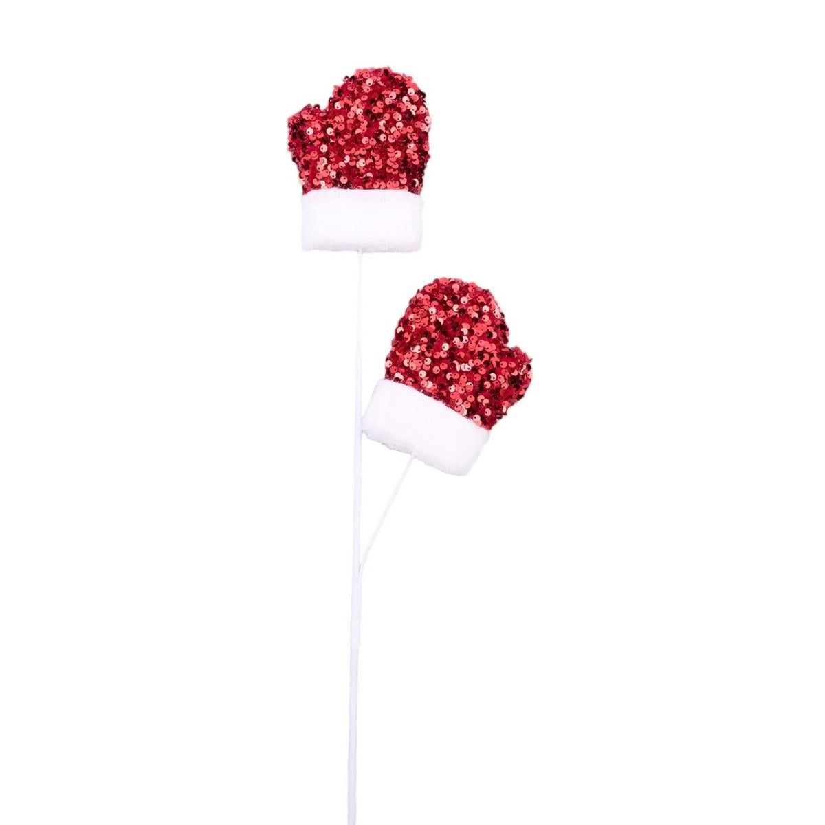 25" Sequin Santa Mitten Spray: Red