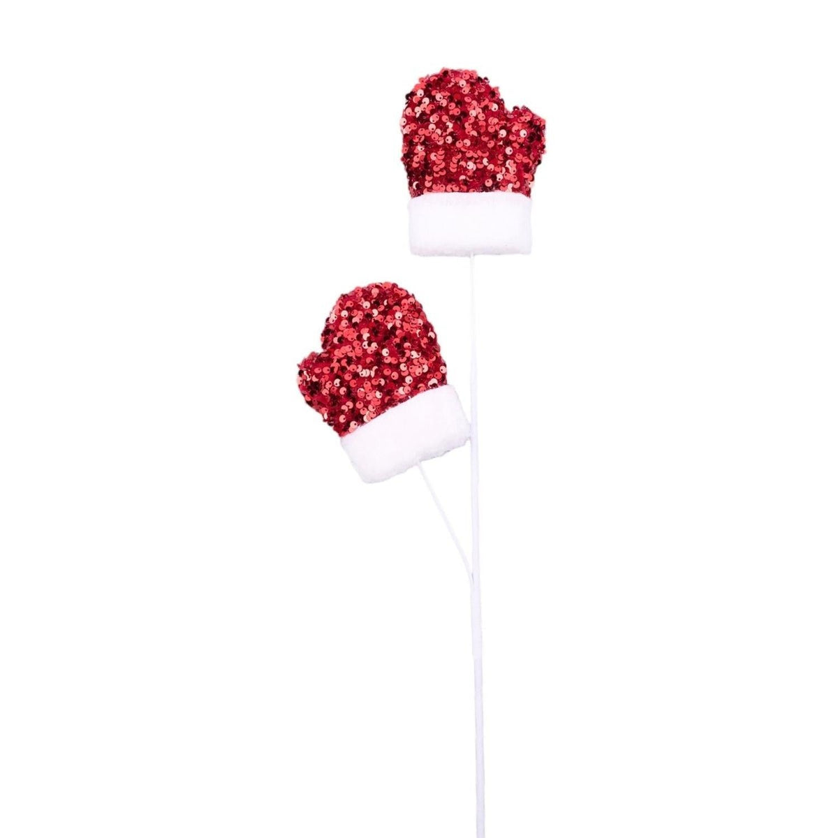 25" Sequin Santa Mitten Spray: Red