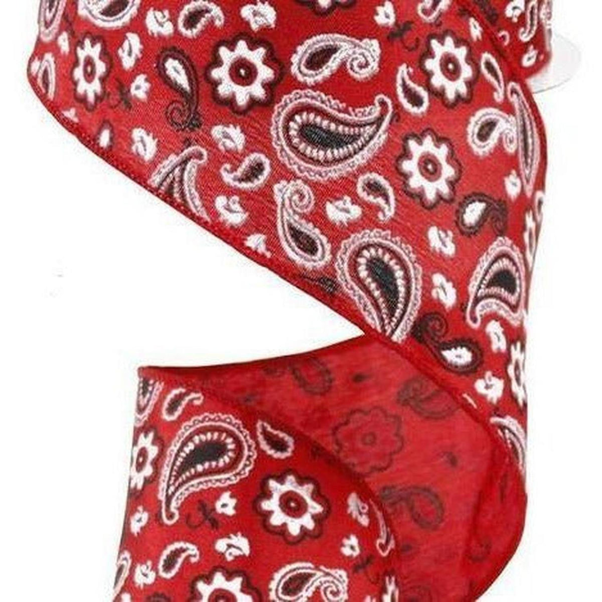 2.5" Bandana Print Ribbon: Red  (10 Yards)