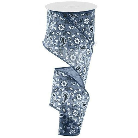 2.5" Bandana Ribbon: Denim Black Blue  (10 Yards)