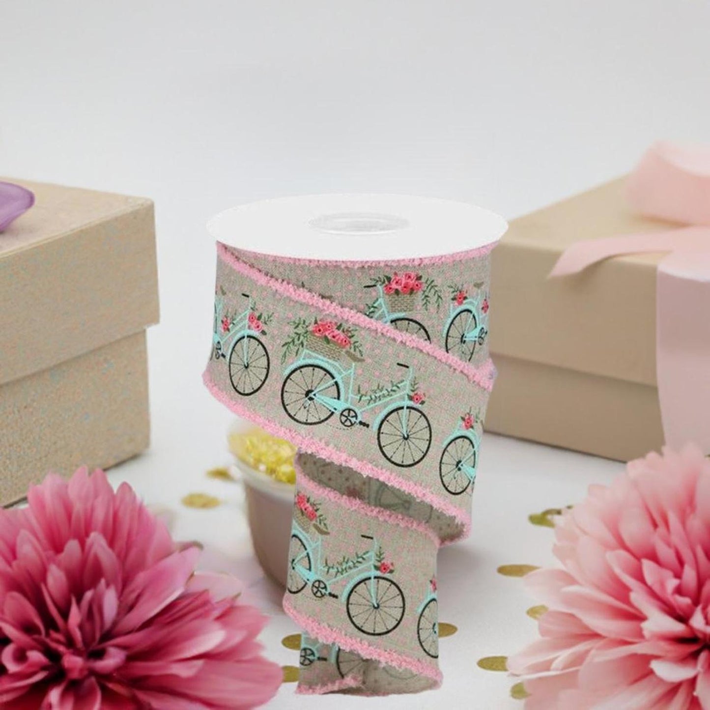 2.5" Bicycle Royal Drift Ribbon: Lt Natural (10 Yards)