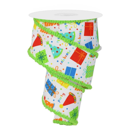 2.5" Birthday Party Gifts Ribbon: Primary Colors