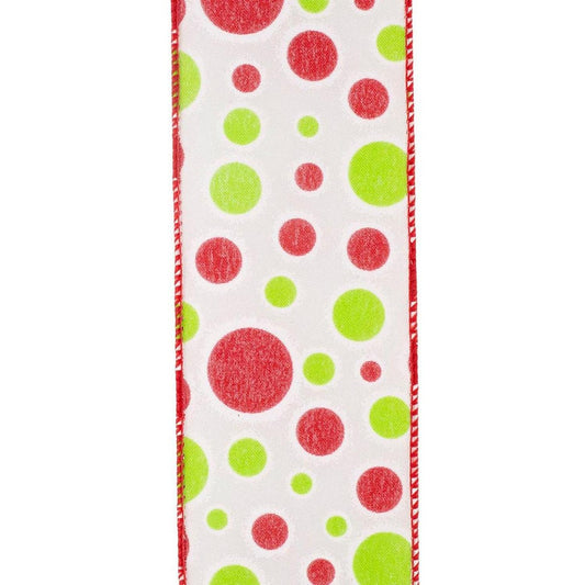 2.5" Bubble Dot Holiday Ribbon: White (10 Yards)