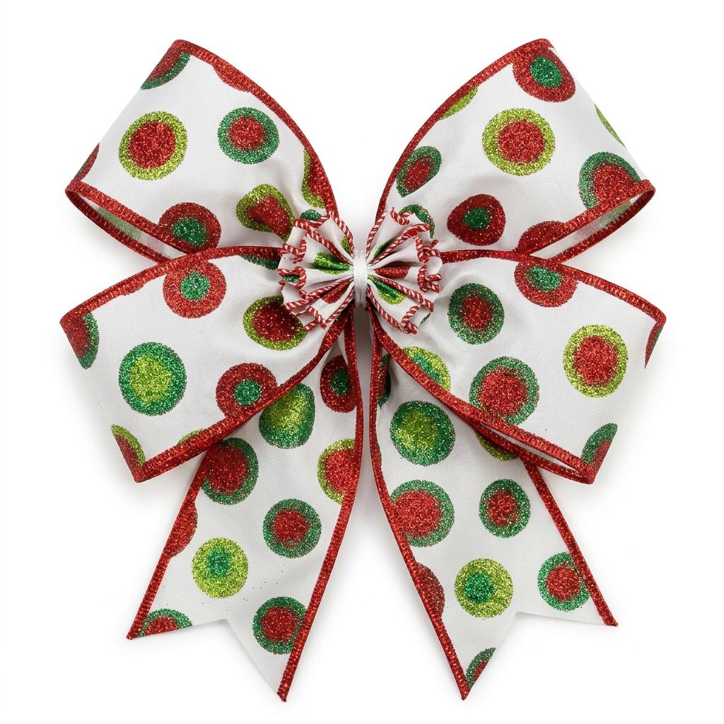 2.5" Bullseye Dots Glitz Ribbon: White (10 Yards)