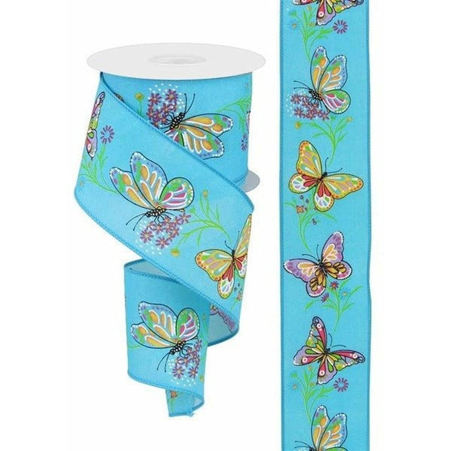 2.5" Butterfly Branch Ribbon: Blue (10 Yards)