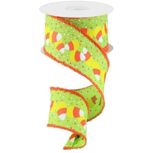 2.5" Candy Corn Drift Edge Ribbon: Lime (10 Yards)