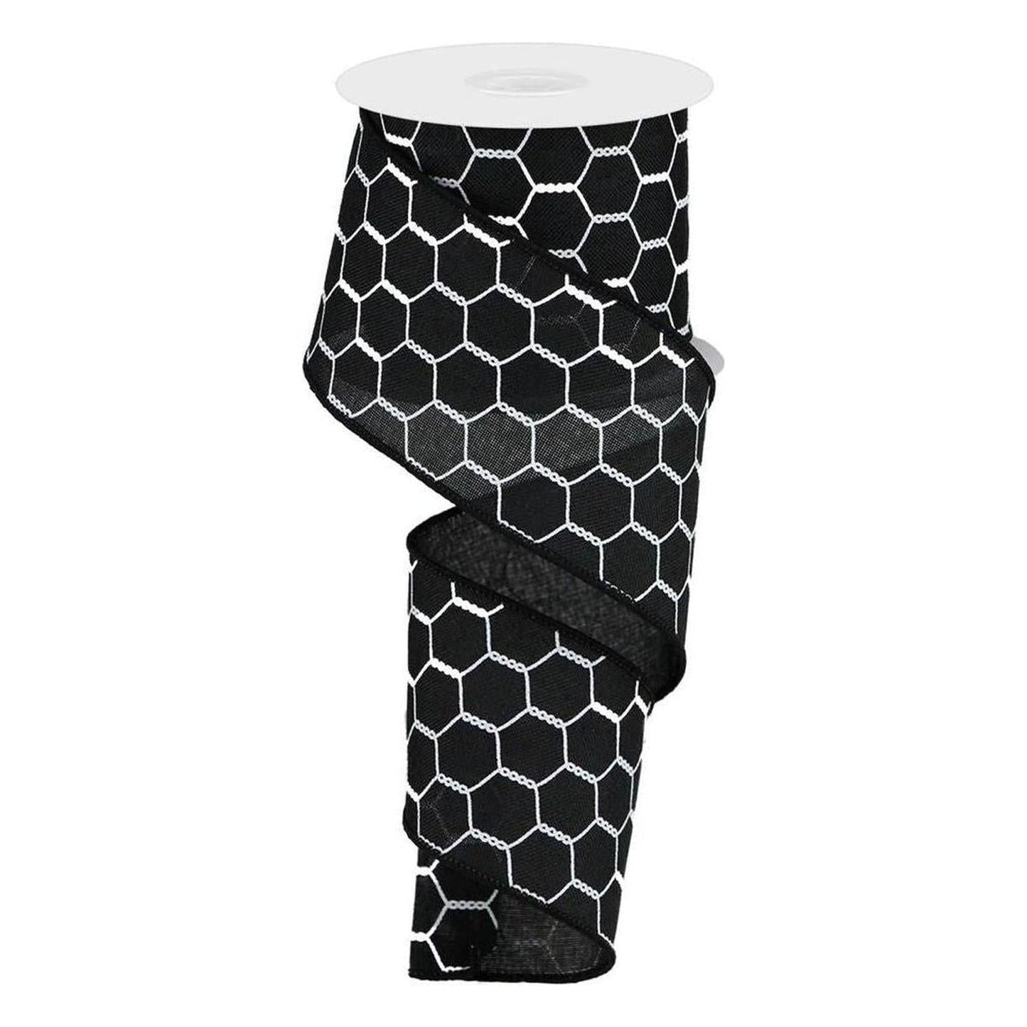 2.5" Chicken Wire Ribbon: Black & White (10 Yards)