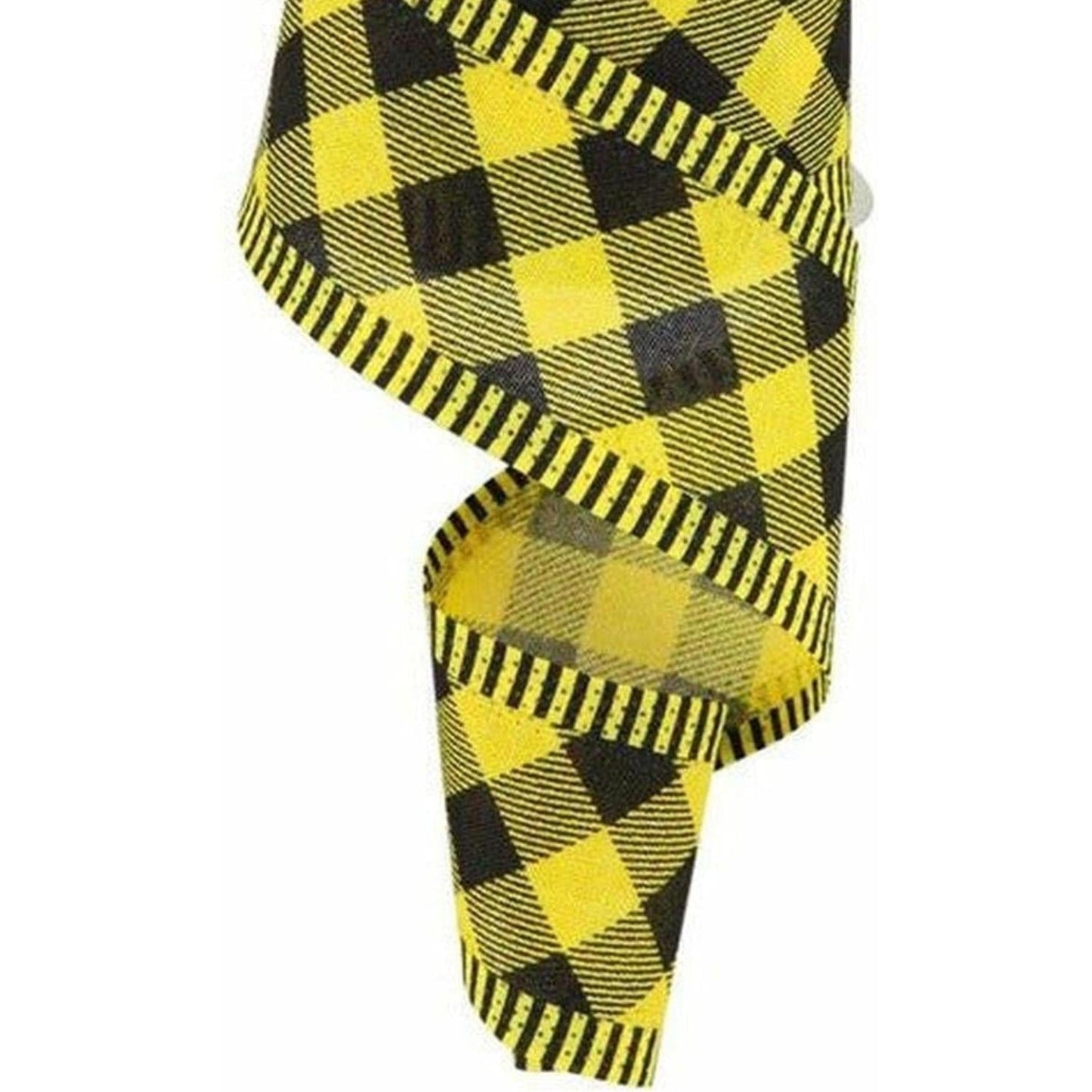 2.5" Diagonal Check on Royal Stripe Ribbon: Sun Yellow (10 Yards)