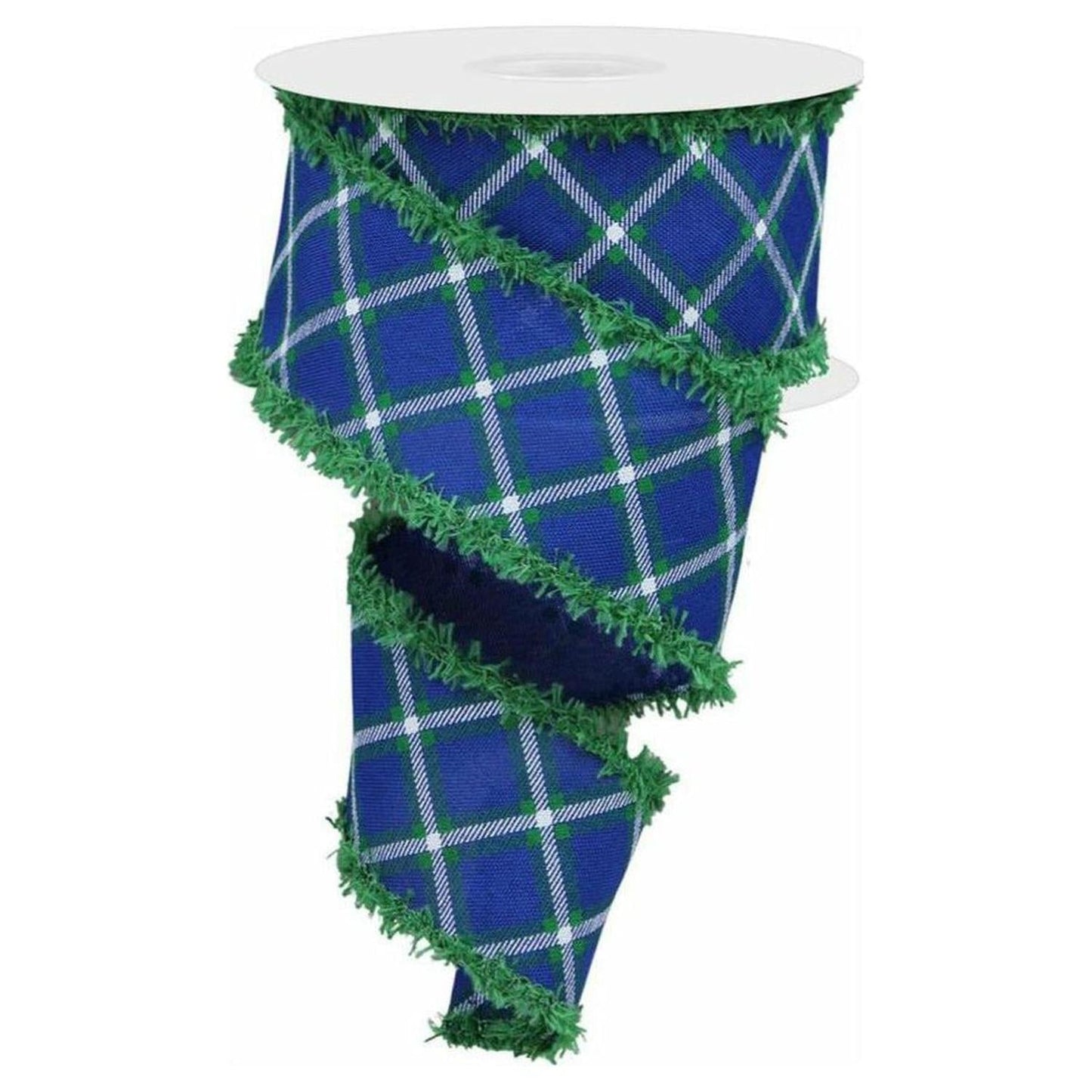 2.5" Diagonal Dash Check Drift Ribbon: Royal Blue (10 Yards)