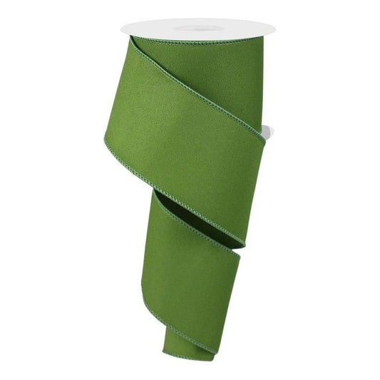 2.5" Diagonal Weave Ribbon: Moss Green (10 Yards)