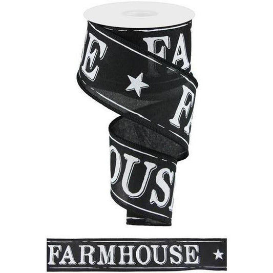 2.5" Farmhouse Royal Ribbon: Black (10 Yards)